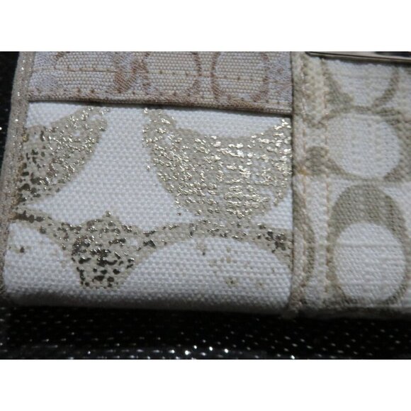 Coach Cream Signature C Logo Zip Around Accordion Continental Long Wallet - Picture 10 of 11